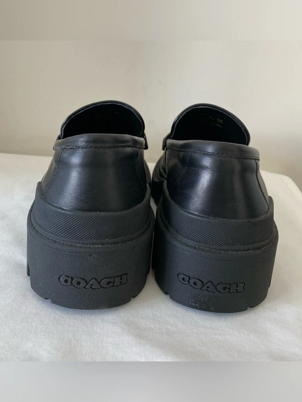 Coach Black Leather Platform Loafer Like new, worn once 9.5 mens